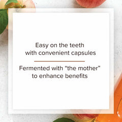 Natural Factors acv capsules packaging label highlighting purity and testing