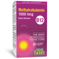 Natural Factors B12 chewable bottle for easy daily energy support.
