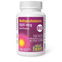 Natural Factors B12 chewables with fruit flavor for a tasty daily routine.
