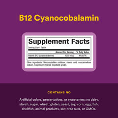 Natural Factors B12 1000 mcg bottle inside view for convenient packaging.
