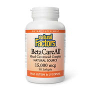 Natural Factors BetaCareAll softgels bottle front view with carotenoid-rich formula