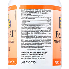 Natural Factors BetaCareAll label packaging featuring blended carotenoids and sustainability details.