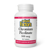 Natural Factors chromium picolinate bottle with 500 mcg tablets for daily metabolism support