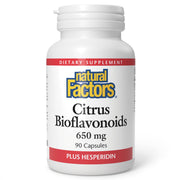 Natural Factors Citrus Bioflavonoids 650mg bottle for vitamin C synergy.