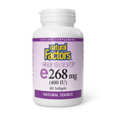 Natural Factors Clear Base Vitamin E 400 IU bottle highlighting antioxidant support.