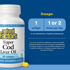 Closeup of Natural Factors Cod Liver Oil softgel capsule for easy swallowing
