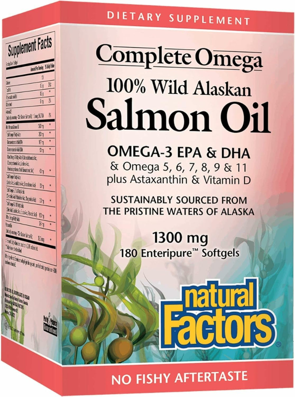 Natural Factors Complete Omega bottle with wild Alaskan salmon oil for daily heart and brain wellness.