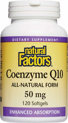 Natural Factors CoQ10 50mg bottle signaling energy support.