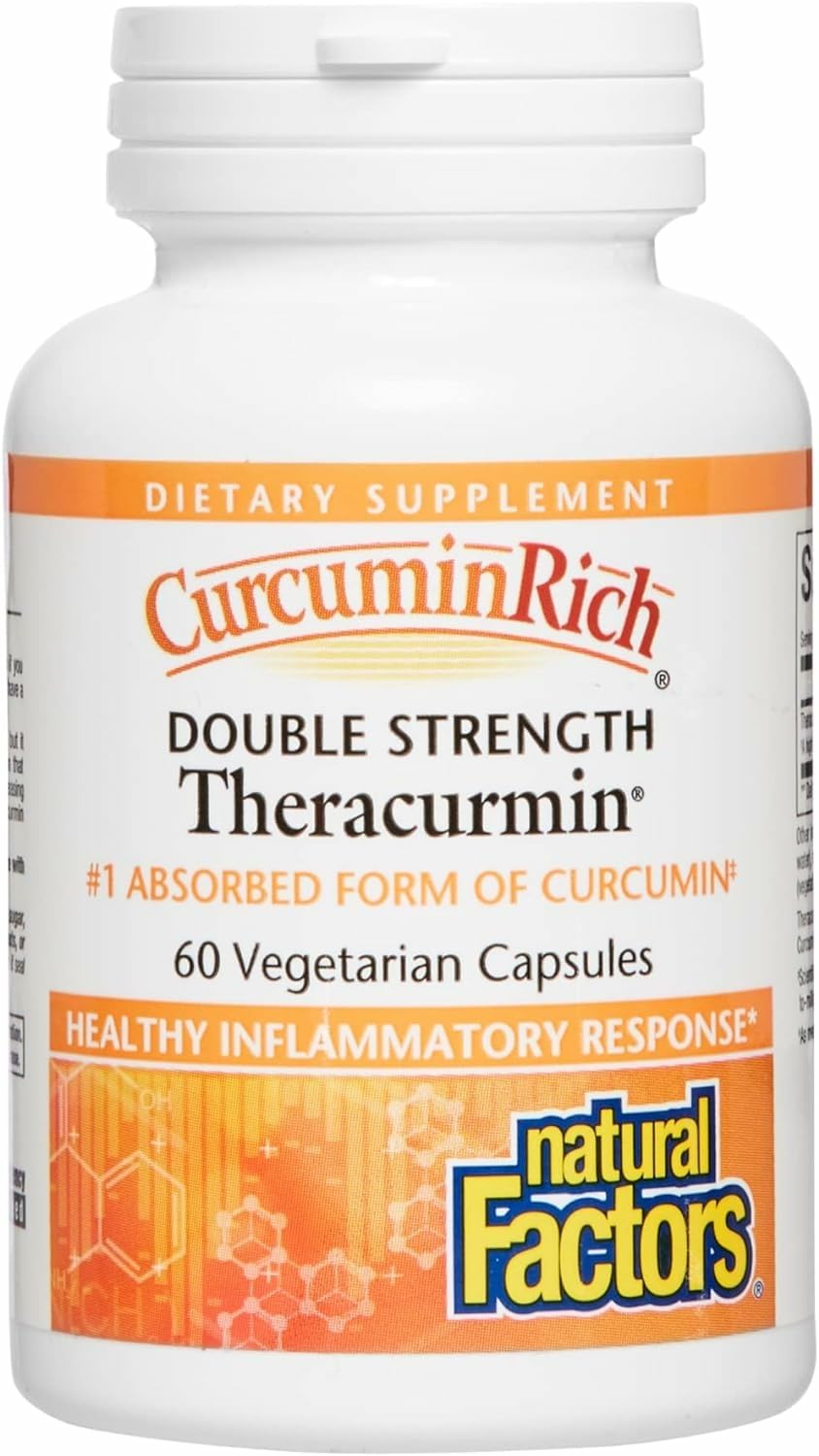 Natural Factors CurcuminRich bottle front with double-strength Theracurmin capsules.