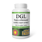 Natural Factors DGL chewable bottle front view with licorice extract supports digestion