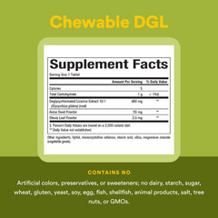 Natural Factors DGL chewable licorice ingredient detail emphasizes natural root extract
