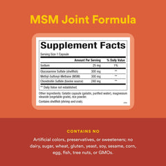 Natural Factors glucosamine chondroitin ingredients panel indicating cartilage support.