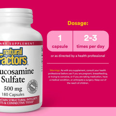 Natural Factors Glucosamine Sulfate label info with ingredients and testing