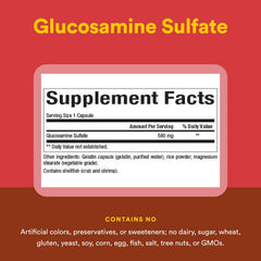 Natural Factors Glucosamine Sulfate serving portion shown for dosing.