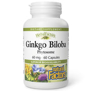 Natural Factors HerbalFactors Ginkgo Biloba bottle front for daily circulation support