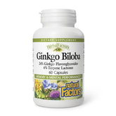 Natural Factors HerbalFactors Ginkgo Biloba bottle highlights memory support and circulation.