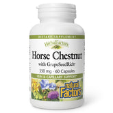 Natural Factors horse chestnut bottle front showing standardized extract for circulatory support.