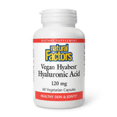 Natural Factors Hyabest bottle front shows vegan hyaluronic acid for joints and skin hydration.