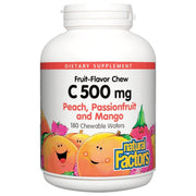 Natural Factors Kids Chewable Vitamin C 500 mg bottle for immune support.