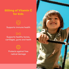 Natural Factors Kids Chewable Vitamin C label shows ingredients and testing.