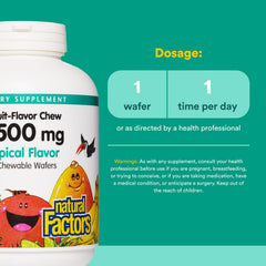 Natural Factors Kids Vitamin C 500 mg close-up of citrus-flavor wafer.