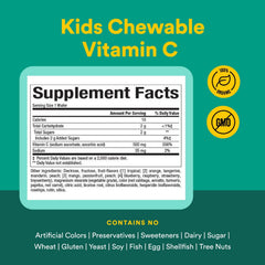 Natural Factors Kids Vitamin C 500 mg bottle with citrus bioflavonoids content.