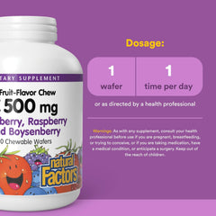 Natural Factors Kids Vitamin C boysenberry flavor wafer supports antioxidant intake