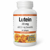Natural Factors Lutein 20mg softgel bottle supports eye and skin nourishment.