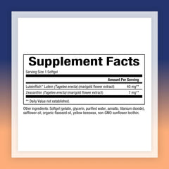 Natural Factors Lutein 40 mg retina and macula health concept illustration.