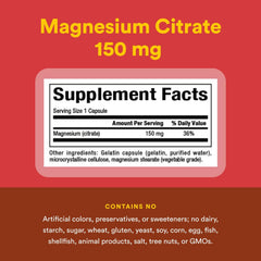 Natural Factors Magnesium Citrate 150 mg label details with ingredients and certifications.