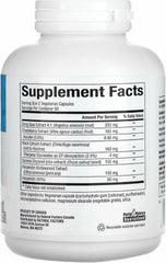 Natural Factors MenoSense capsules closeup highlights easy-to-swallow vegetarian capsules.