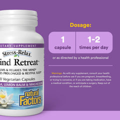 Natural Factors Mind Retreat packaging on a shelf communicates trusted relaxation support.