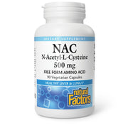 Natural Factors NAC 500 mg bottle front view for immune support