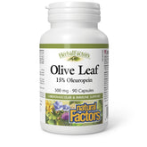 Natural Factors HerbalFactors olive leaf bottle with 90 capsules for immune support