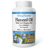 Natural Factors Omega Factors flaxseed oil bottle with organic labeling