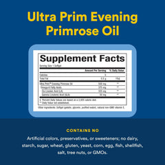 Natural Factors Omega Factors Ultra Prim Evening Primrose Oil label highlights purity and testing.