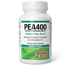 Natural Factors PEA400 capsule close-up highlighting 400 mg per capsule