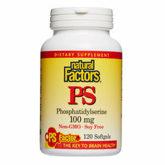 Natural Factors phosphatidylserine softgels bottle supports daily memory and focus.