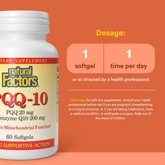 Natural Factors PQQ-10 bottle on desk suggesting convenient daily use