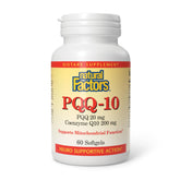 Natural Factors PQQ-10 softgel front view showing compact daily energy support