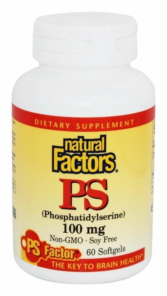 Natural Factors phosphatidylserine softgels bottle for daily memory support.