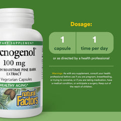 Natural Factors Pycnogenol 100 mg bottle cap close-up shows purity and seal for trust