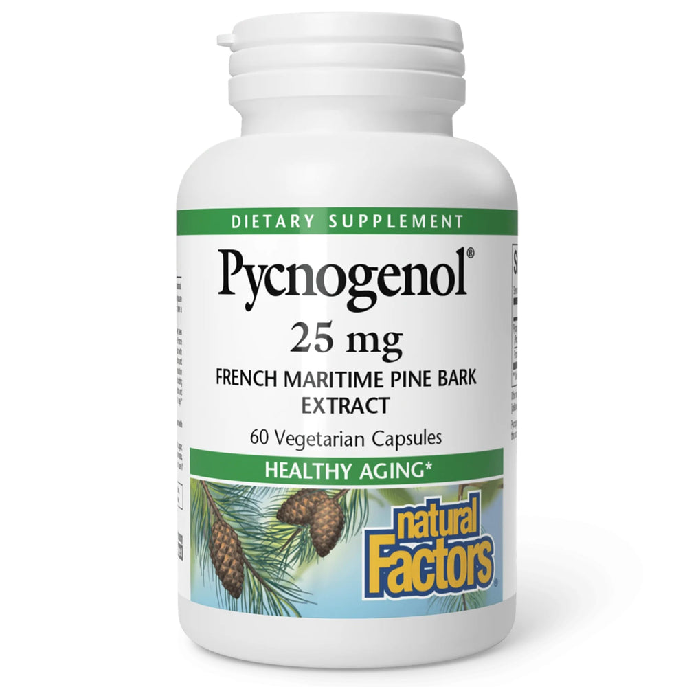 Natural Factors Pycnogenol 25 mg bottle — antioxidant support for healthy aging.