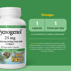 Natural Factors Pycnogenol 25 mg label — clear ingredient details and purity.