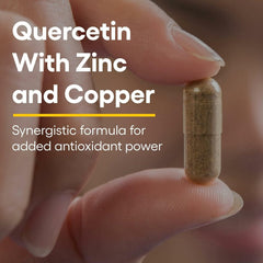 Label artwork of Natural Factors quercetin zinc copper supplement