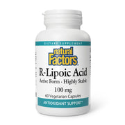Natural Factors R-Lipoic Acid bottle with label highlighting antioxidant support