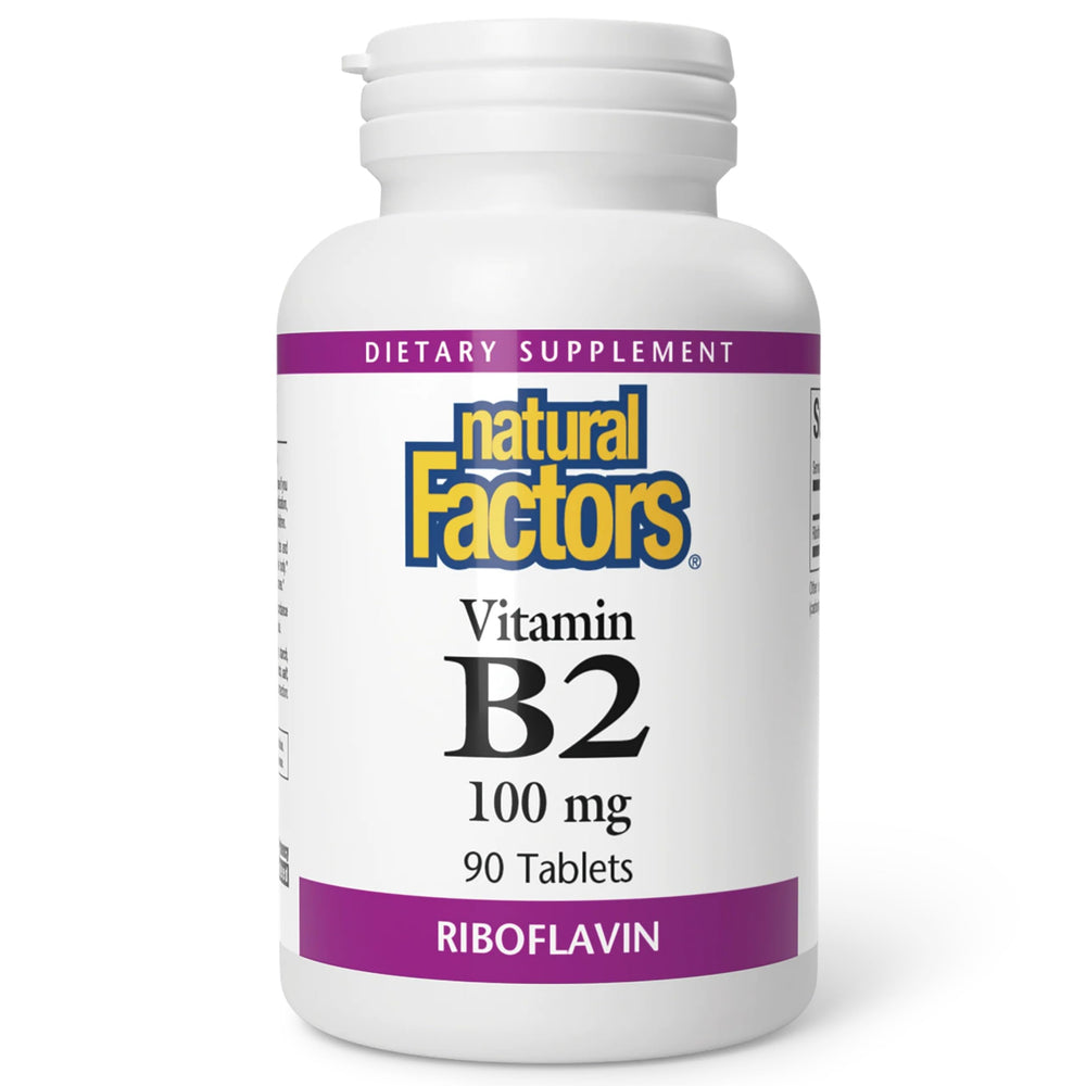 Natural Factors Riboflavin 100mg bottle for daily energy support and metabolism.
