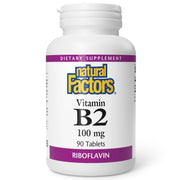 Natural Factors Riboflavin 100mg bottle for daily energy support and metabolism.