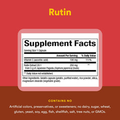 Natural Factors Rutin ingredients scene emphasizing citrus bioflavonoid synergy.