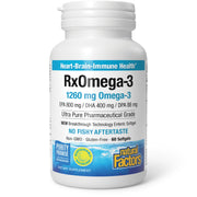 Natural Factors RxOmega-3 bottle front showing pure omega-3 for heart and brain support